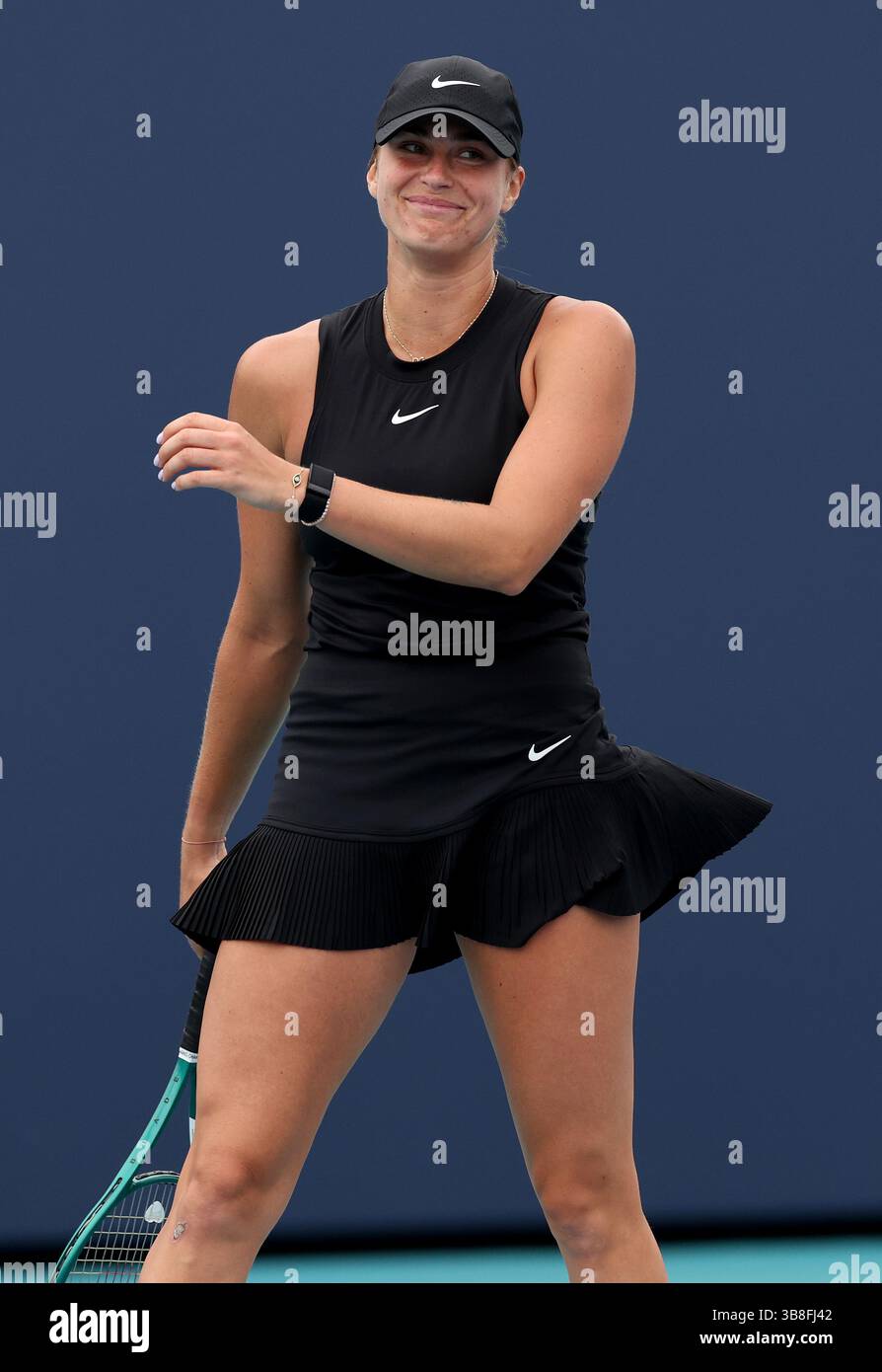 22 marzo 2024, Miami Gardens, Florida, Stati Uniti d'America: MIAMI GARDENS, FLORIDA - 22 MARZO: Aryna Sabalenka della Bielorussia sconfigge la spagnola Paula Badosa nel secondo round del giorno 7 del Miami Open presentato da Itau all'Hard Rock Stadium il 22 marzo 2024 a Miami Gardens, Florida ... persone: Aryna Sabalenka (Credit Image: © SMG via ZUMA Press Wire) Foto Stock