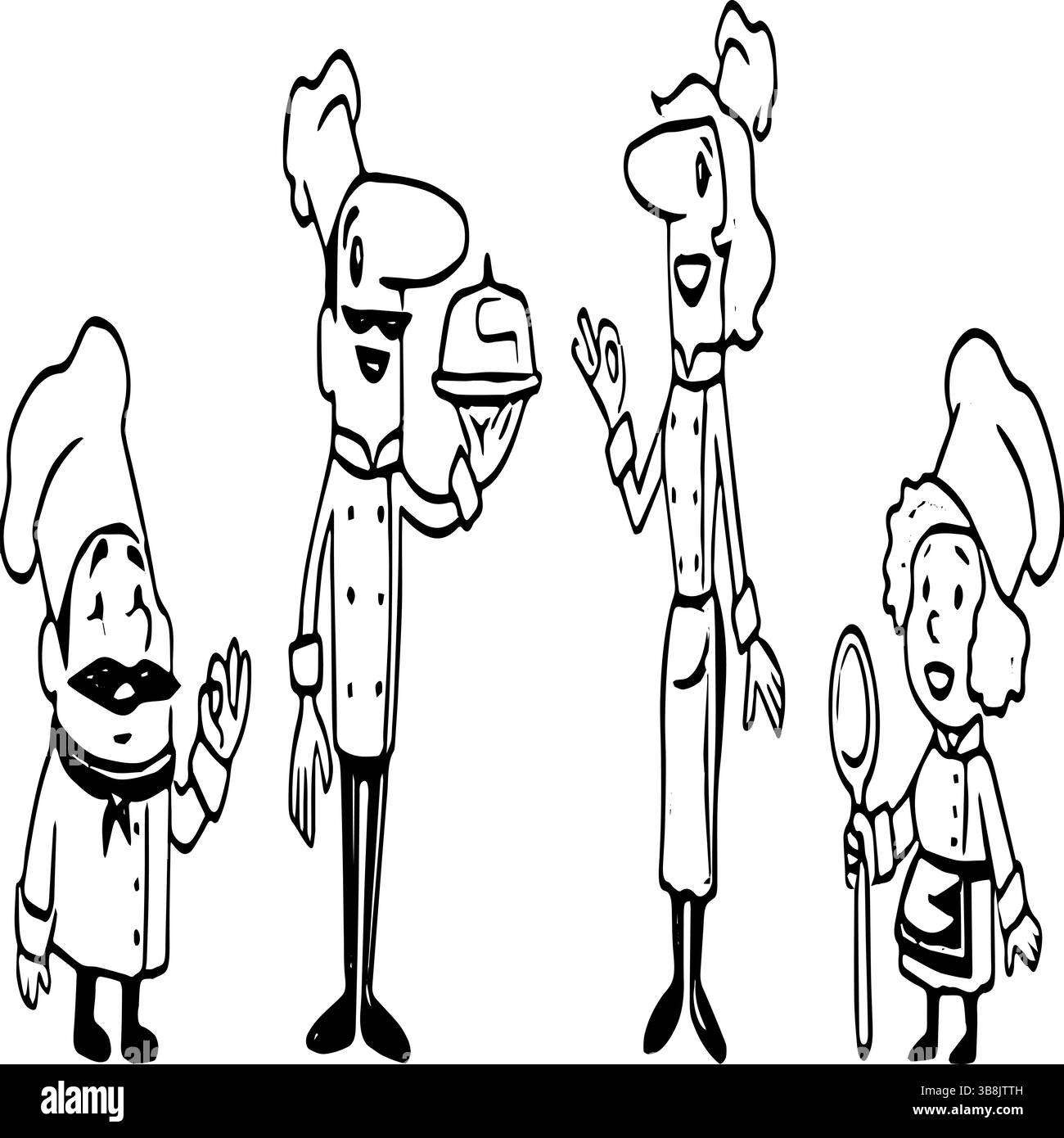 Illustrazione vettoriale di chef professionisti – esperti culinari in azione Illustrazione Vettoriale