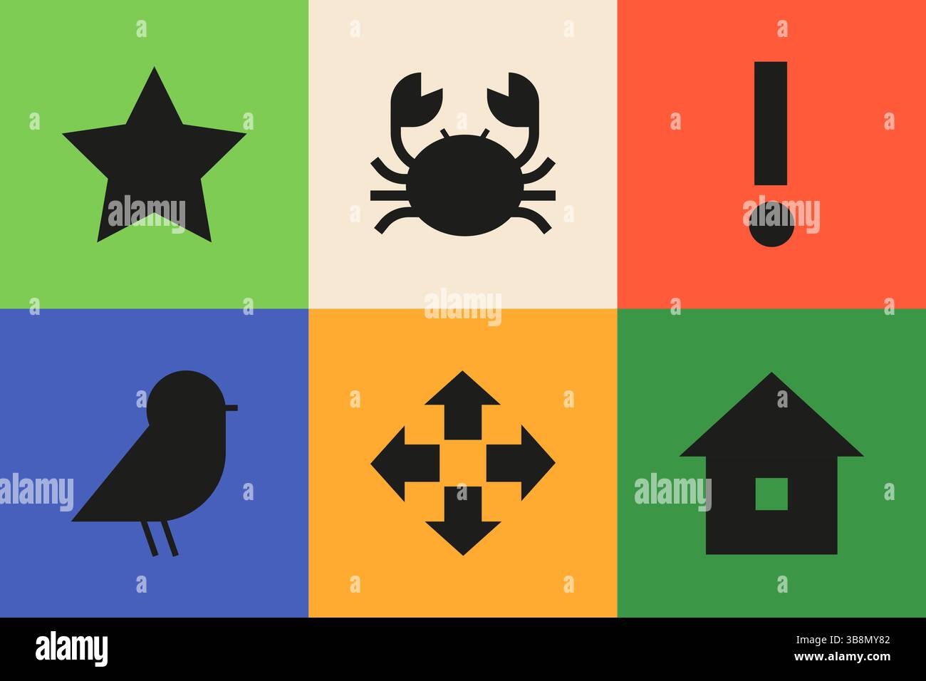 Simboli e cartelli schematici - serie di illustrazioni colorate in stile di design piatto Illustrazione Vettoriale