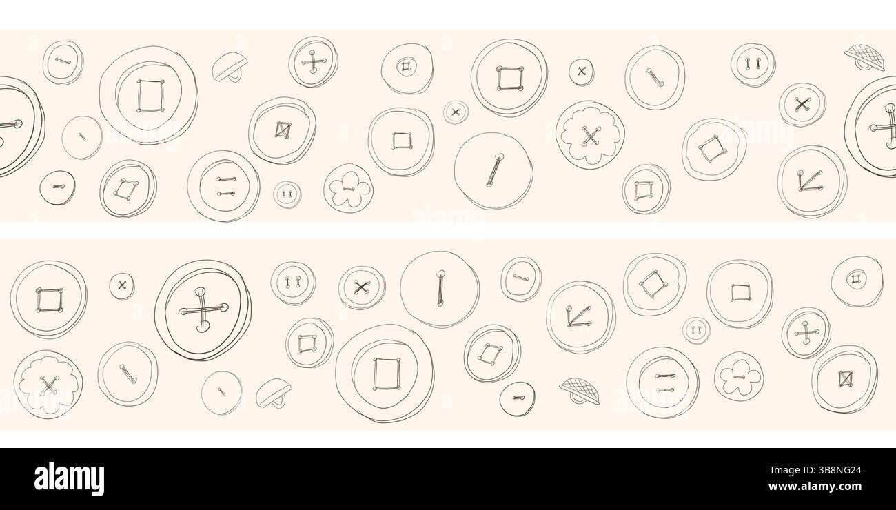 Bordi disegnati a mano con pulsanti per striscioni e carte. Illustrazione Vettoriale