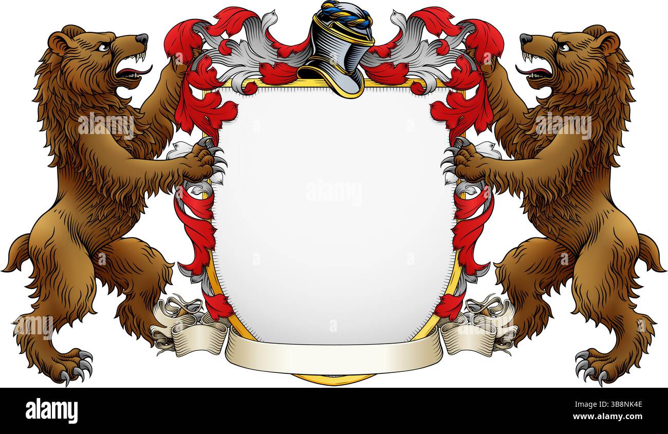 Stemma araldico Bear Coat of Arms Crest Illustrazione Vettoriale