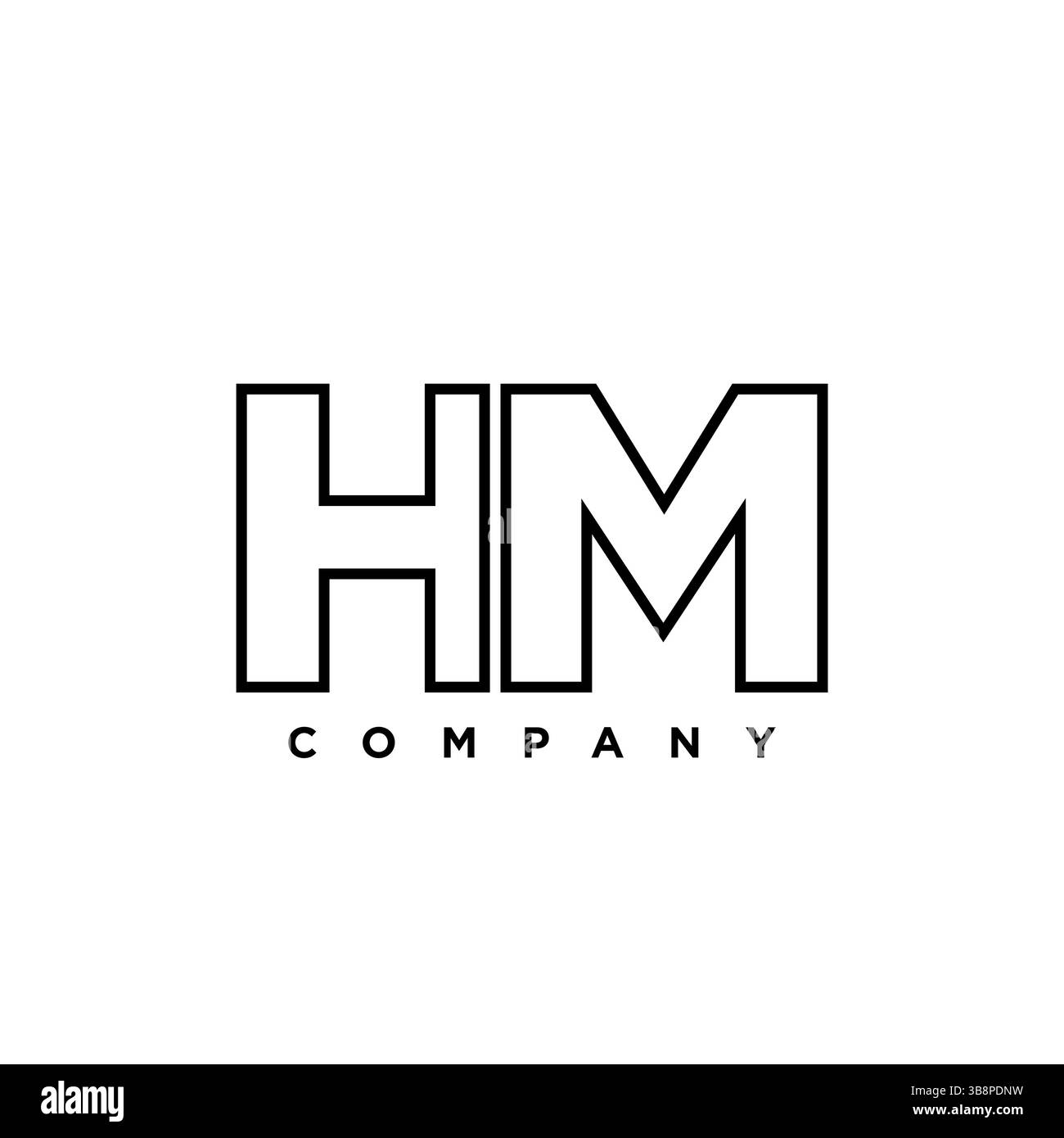 Modello di design Letter H e M alla moda, logo HM. Logotipo minimo basato su un monogramma iniziale per l'identità dell'azienda. Illustrazione Vettoriale