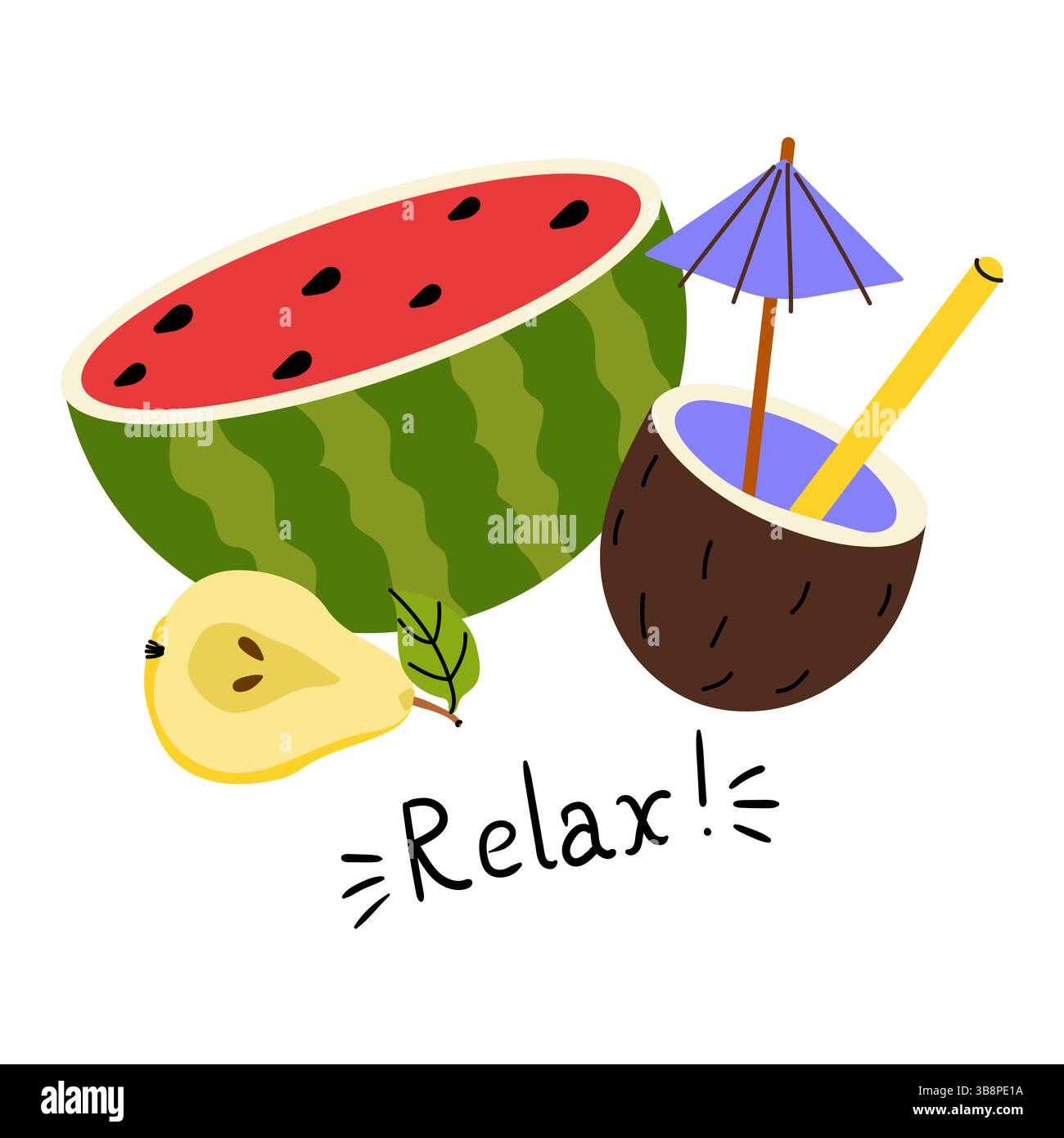 Gustate frutta estiva con bevande rinfrescanti e vibrazioni tropicali Illustrazione Vettoriale