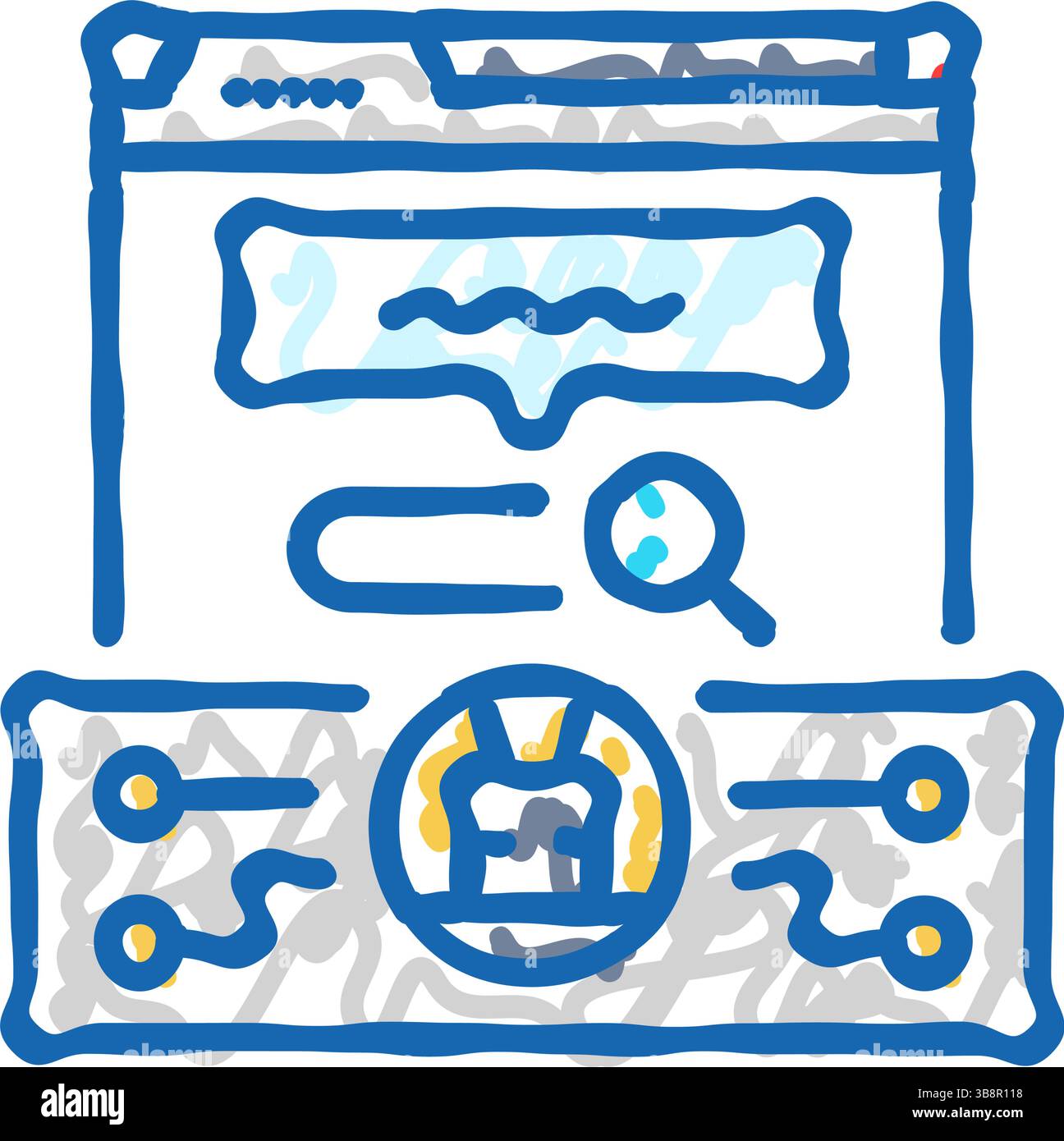 illustrazione a doodle con icona seo nlp di elaborazione del linguaggio naturale Illustrazione Vettoriale