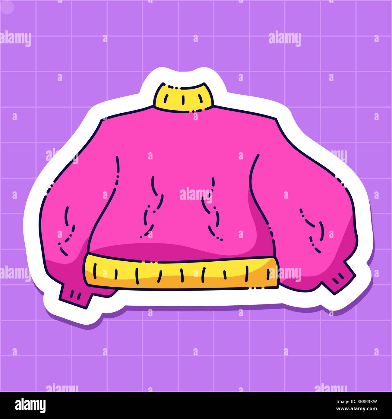 Un adesivo maglione per un diario quotidiano disegnato in vivaci colori neon. Illustrazione Vettoriale
