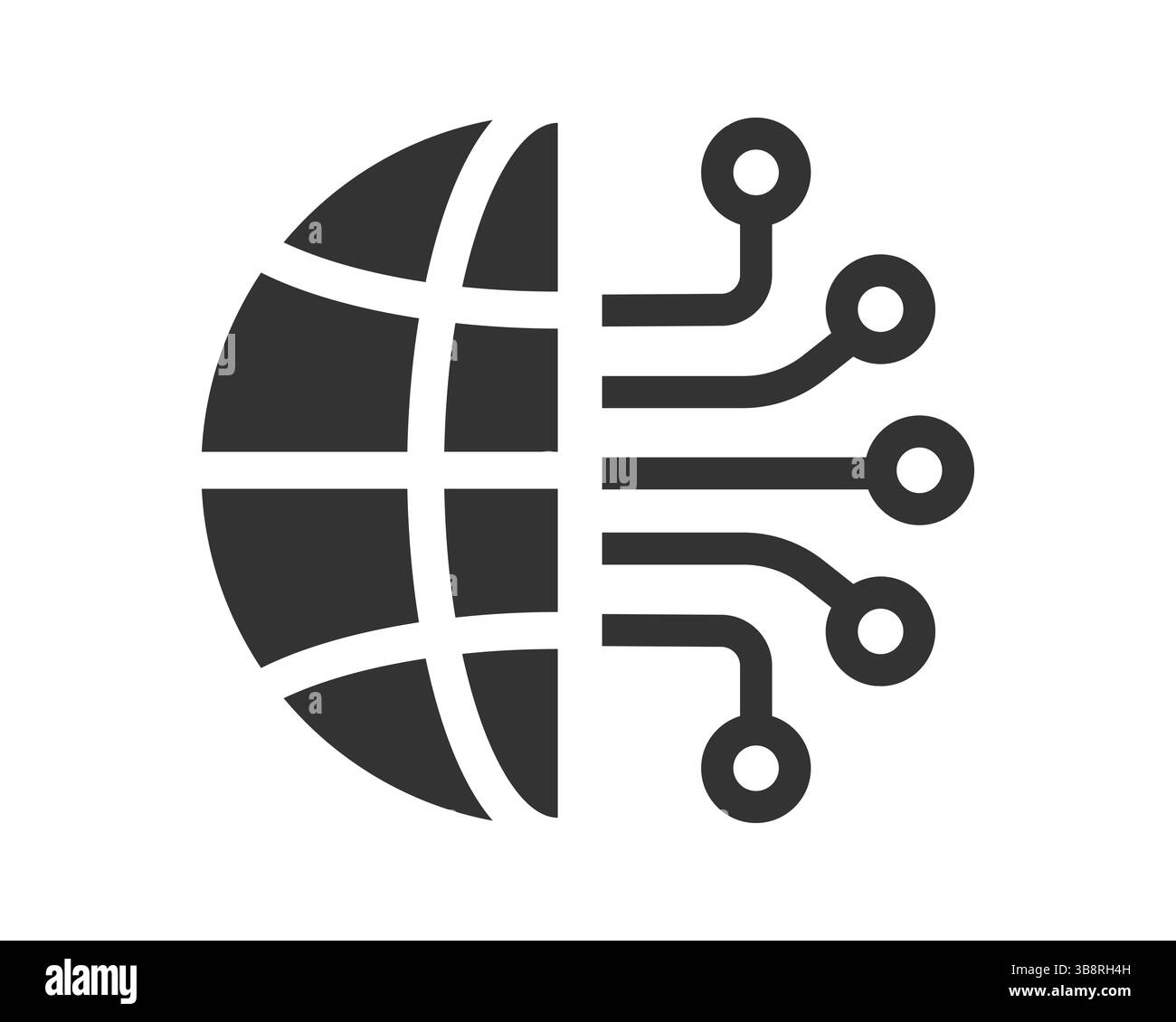 Icona moderna che simboleggia la connettività globale e la tecnologia. Da utilizzare per I concetti IT, di networking o di business internazionale. Pulito, stile minimalista. Ottimo per Illustrazione Vettoriale