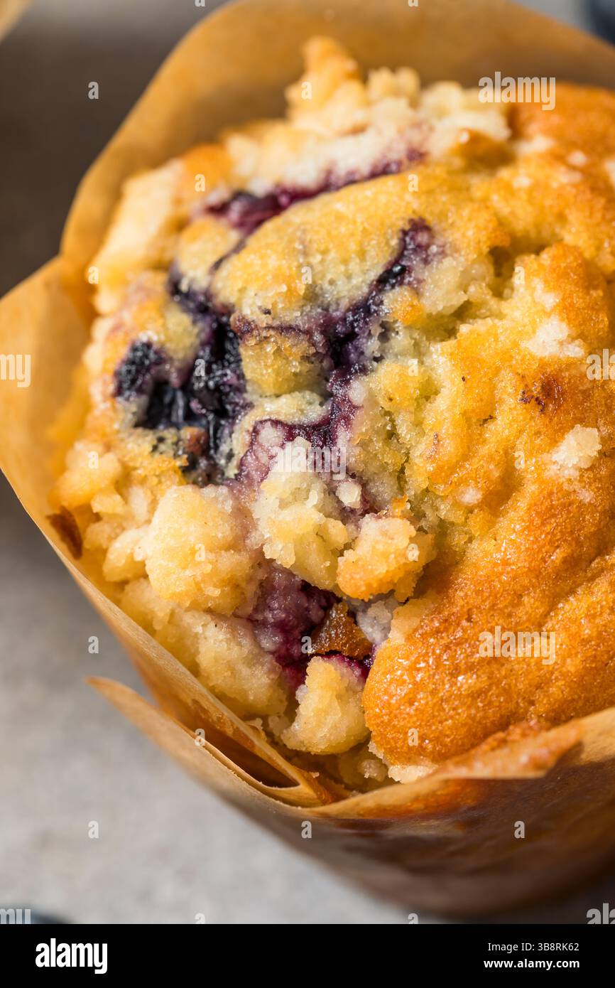 Muffin al mirtillo dolce fatti in casa per colazione con zucchero Foto Stock