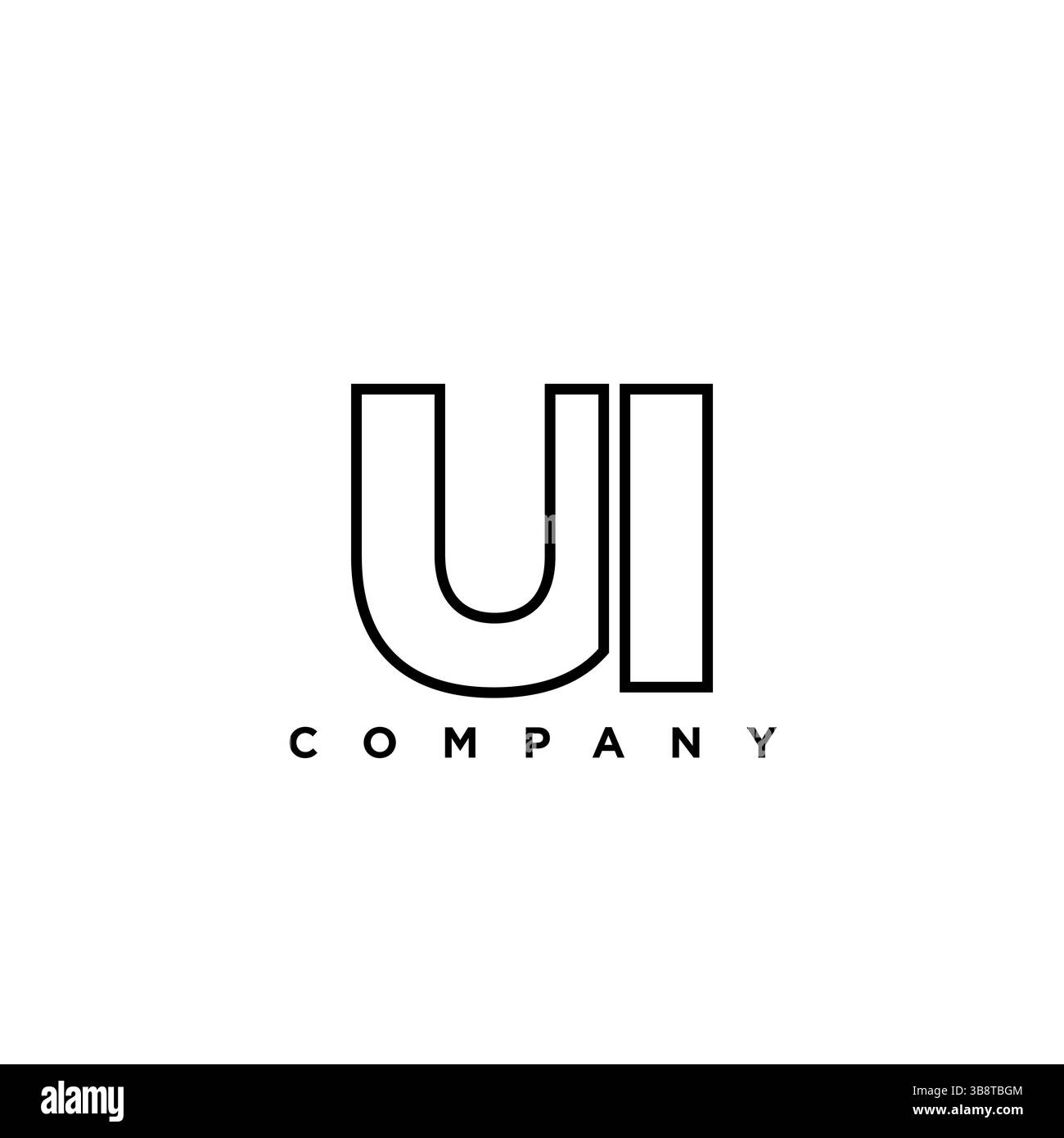 Lettera U e i alla moda, modello di design del logo dell'interfaccia utente. Logotipo minimo basato su un monogramma iniziale per l'identità dell'azienda. Illustrazione Vettoriale