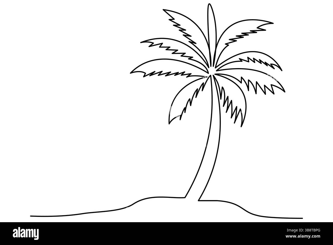 Disegno grafico a linea singola continuo della struttura di palma isolato Illustrazione Vettoriale