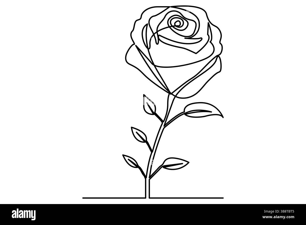 Disegno a linea singola continuo del fiore di rosa dell'illustrazione vettoriale del contorno Illustrazione Vettoriale