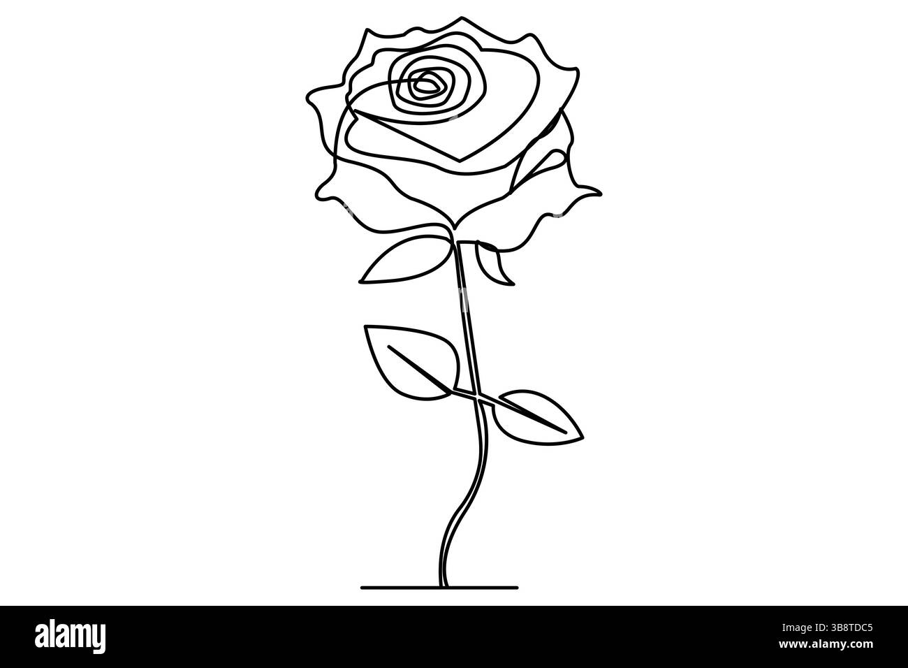 Disegno a linea singola continuo del fiore di rosa dell'illustrazione vettoriale del contorno Illustrazione Vettoriale