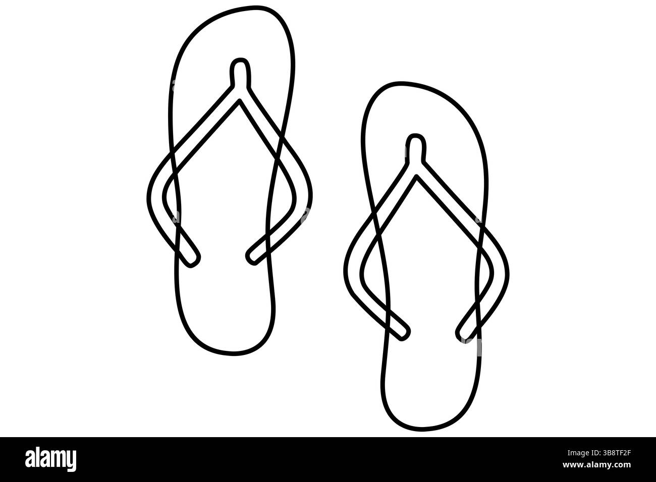 Le pantofole estive disegnano una linea continua e i sandali infradito segnano l'illustrazione vettoriale Illustrazione Vettoriale