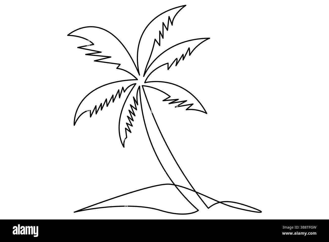 Disegno grafico a linea singola continuo della struttura di palma isolato Illustrazione Vettoriale