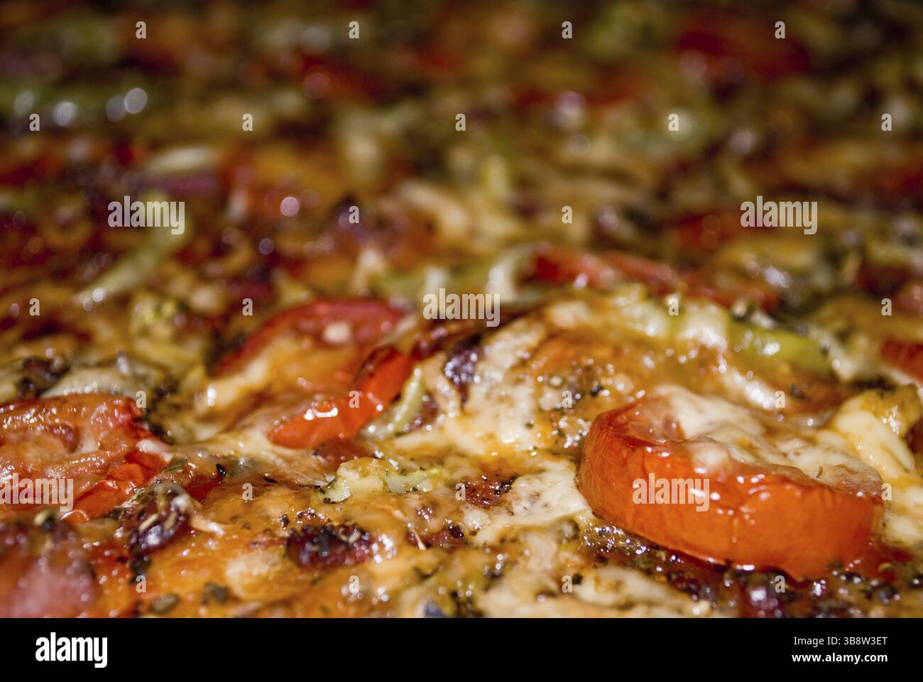 Big freschi pizza deliziosa close up Foto Stock