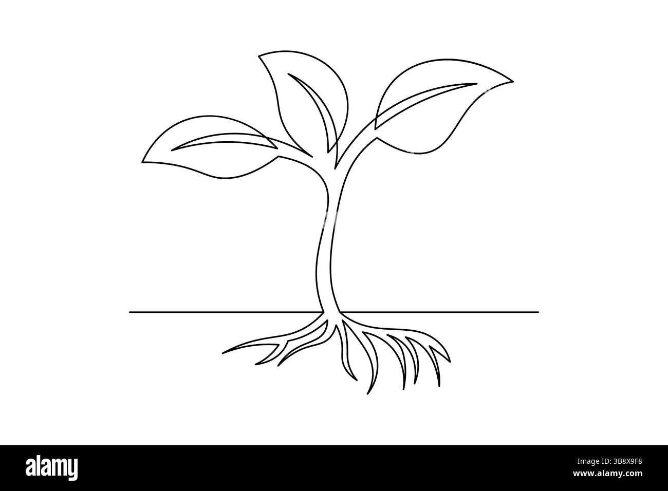 Pianta a una linea minimalista che disegna un'elegante arte botanica per un design ispirato alla natura. Vettore Illustrazione Vettoriale