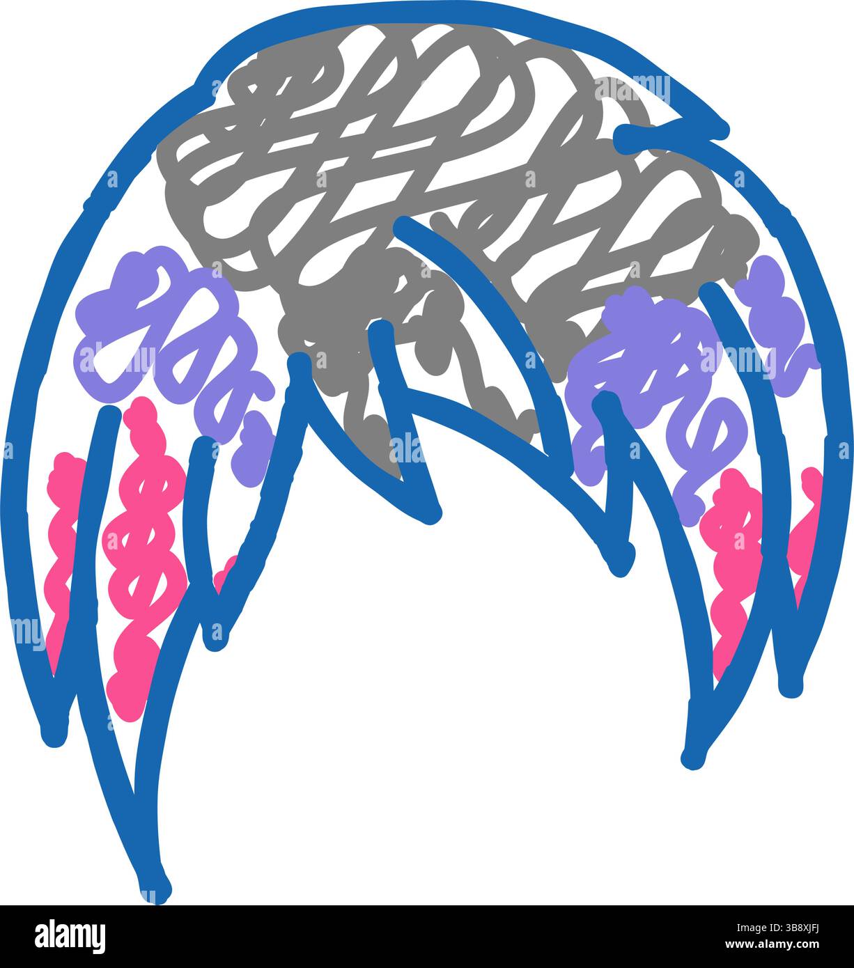 illustrazione a forma di doodle con icona effetto emozionale per capelli tinti Illustrazione Vettoriale