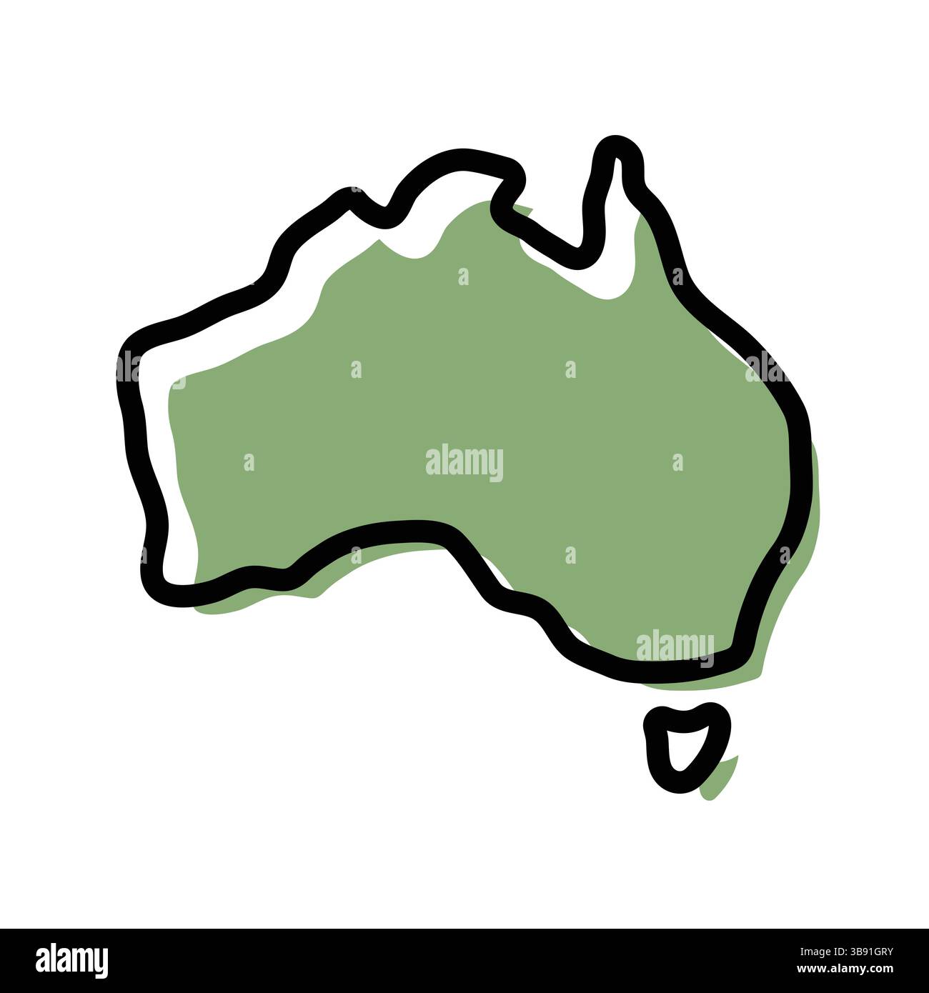 Icona della mappa verde Australi. Mappa di contorno dell'Australia. Semplice design a icone. Illustrazione vettoriale Illustrazione Vettoriale