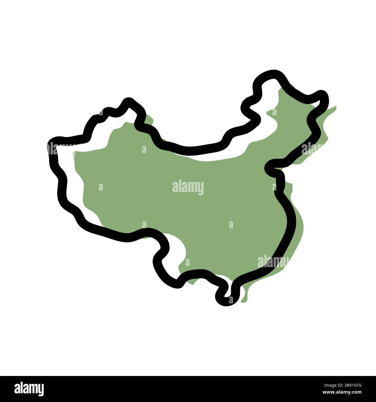 Icona mappa verde Cina. Mappa della Cina. Semplice design a icone. Illustrazione vettoriale Illustrazione Vettoriale