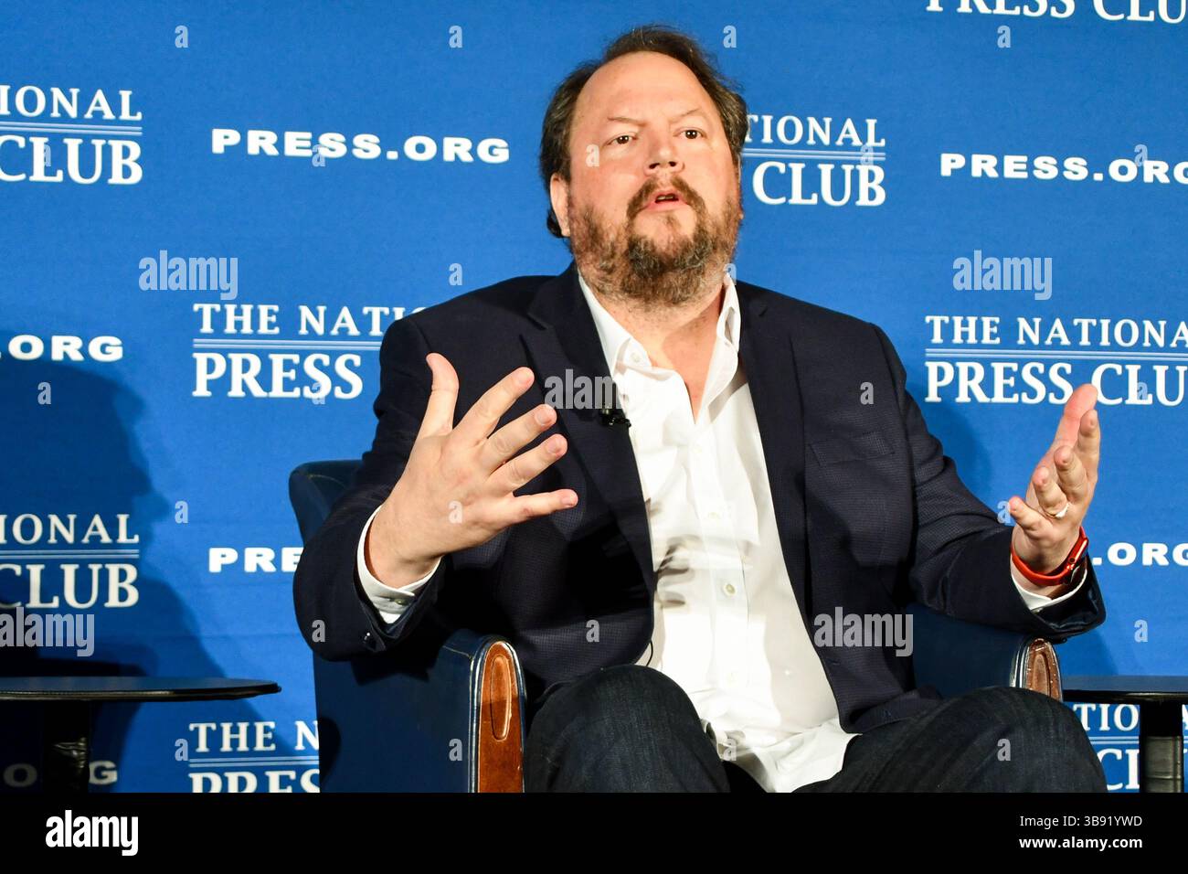 Il produttore cinematografico Mark Maxey al National Press Club, 7 maggio 2025 Foto Stock