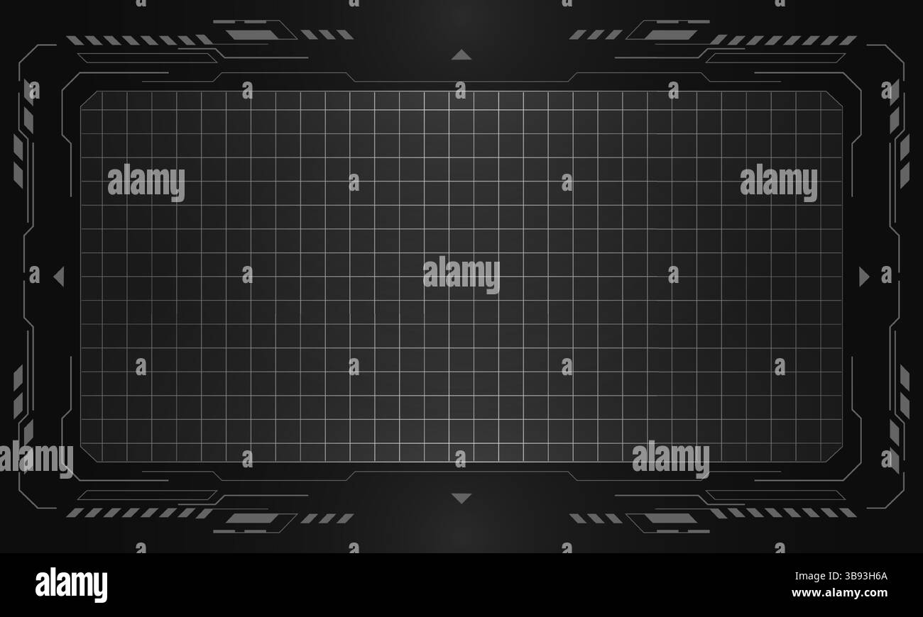 Telai HUD grigi. Interfaccia utente futuristica vettoriale. Design del pannello di controllo digitale con tecnologia moderna. Illustrazione vettoriale Illustrazione Vettoriale