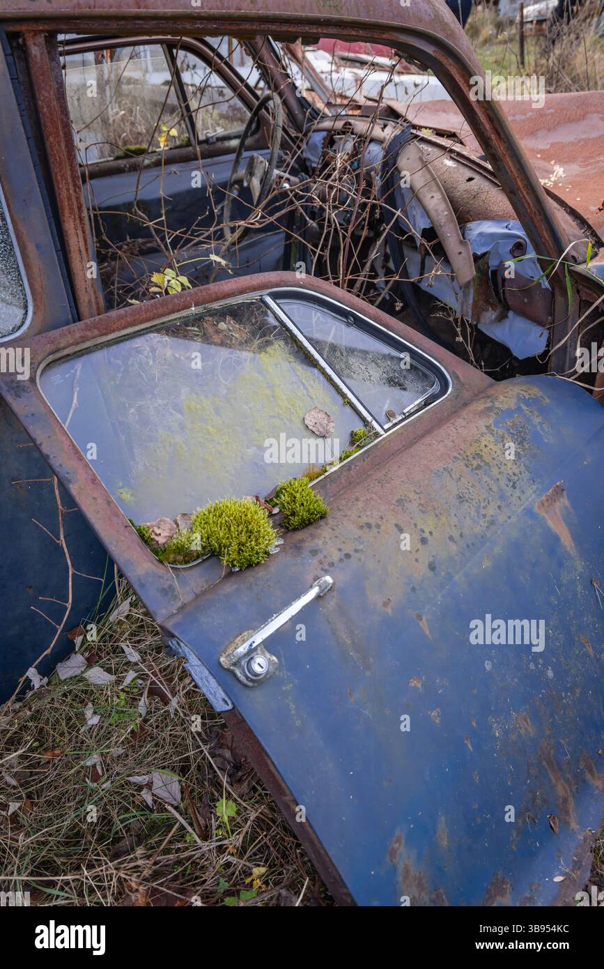 Bastnas, Varmland, Svezia. 3 novembre 2024. Auto snodate al Cimitero delle Bastnas Car. Foto Stock