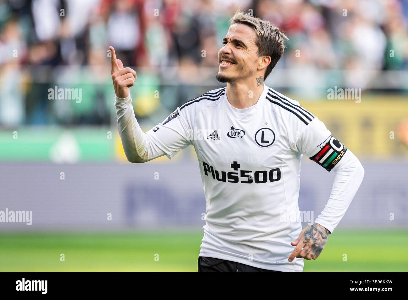 28 aprile 2023, Varsavia, Polonia: Josue Pesqueira di Legia celebra un gol durante la partita polacca di PKO Ekstraklasa League tra Legia Warszawa e Wisla Plock al Marshal Jozef Pilsudski Legia Warsaw Municipal Stadium. Punteggio finale; Legia Warszawa 2:0 Wisla Plock. (Immagine di credito: © Mikolaj Barbanell/SOPA Images via ZUMA Press Wire) Foto Stock