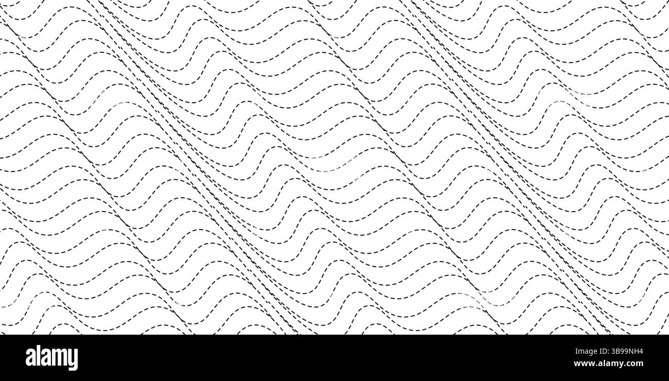 Monocromatico astratto geometrico ondulato semplice motivo linee senza cuciture su sfondo bianco. sfondo, sfondo, elemento grafico Illustrazione Vettoriale