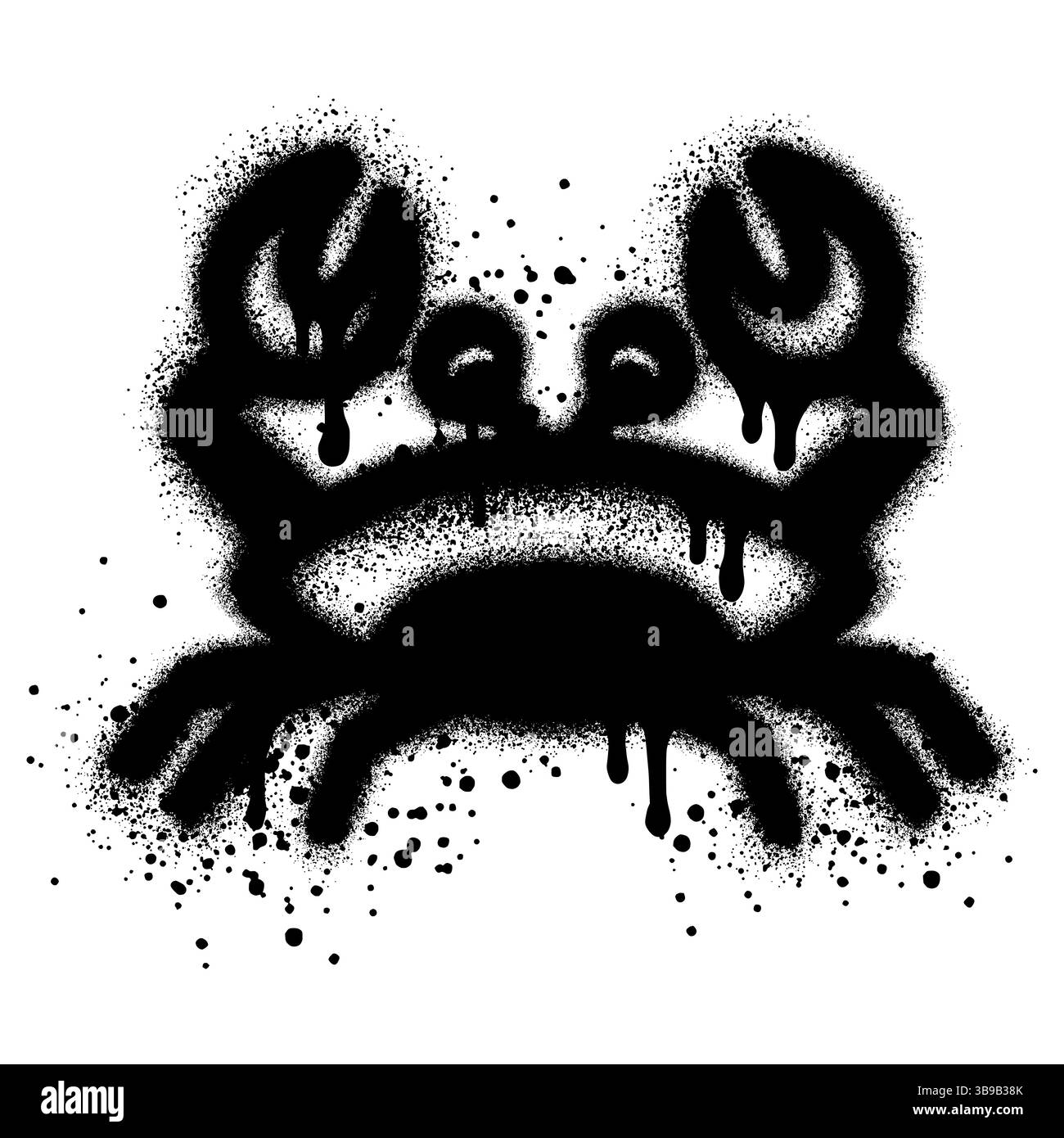 Granchio di graffiti verniciato a spruzzo isolato con sfondo bianco. Illustrazione Vettoriale