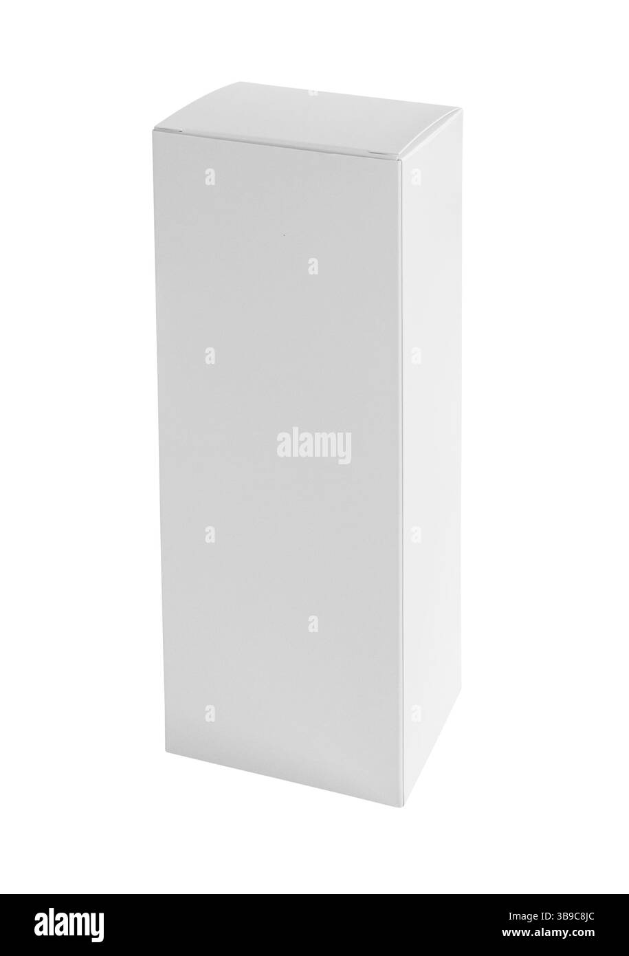 Confezione di prodotti di forma alta bianca mockup isolata su sfondo bianco Foto Stock