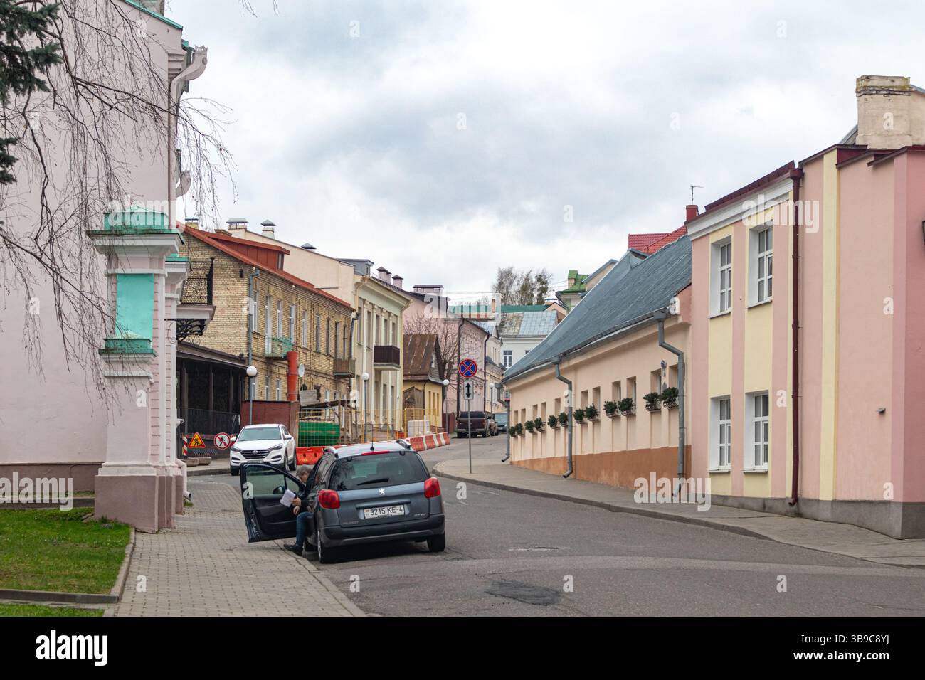 Grodno, via Telegraphnaya. Foto Stock