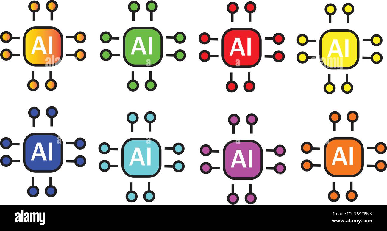 Intelligenza artificiale - Download gratuito delle icone della tecnologia Illustrazione Vettoriale