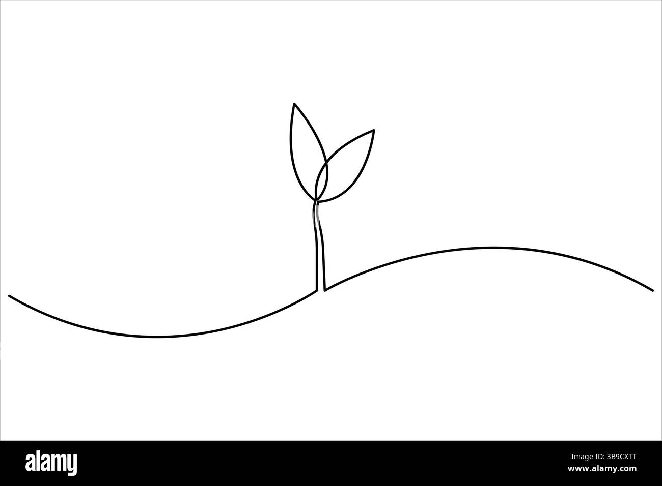 Pianta di crescita in disegno continuo a linea singola. Sprout con lamelle in semplice stile lineare ha isolato un'illustrazione vettoriale a una linea Illustrazione Vettoriale