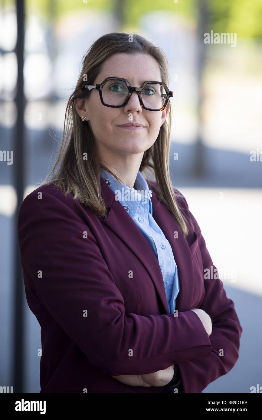 Herentals, Belgio. 9 maggio 2025. Marjolein Frederickx (CEO Lidl Belgium) posa per il fotografo di Herentals, venerdì 9 maggio 2025. Lidl costruirà un centro di distribuzione di 43 000 metri quadrati a Herentals, nell'ex sito di Henrad lungo la E313. BELGA FOTO KRISTOF VAN ACCOM credito: Belga News Agency/Alamy Live News Foto Stock