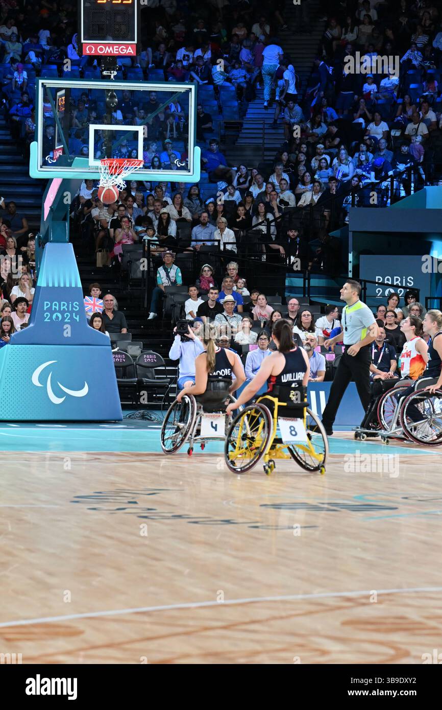 Pallone da basket per sedie a rotelle da uomo 29-8-24 GBR 76 vs Germania 55 Foto Stock
