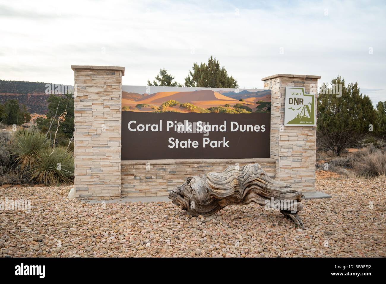 Cartello del parco statale Coral Pink Sand Dunes Foto Stock