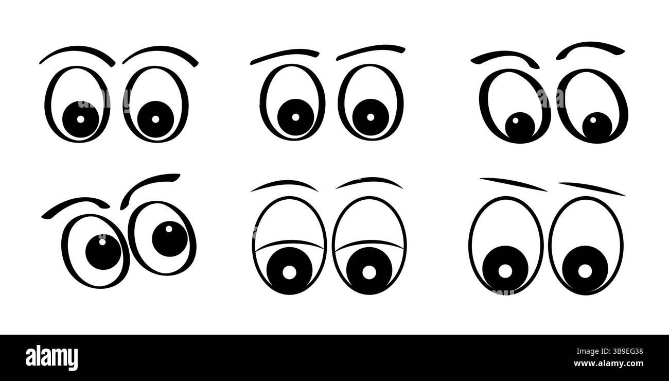 Raccolta di occhi di cartoni animati con sopracciglia - illustrazione, vettore Illustrazione Vettoriale