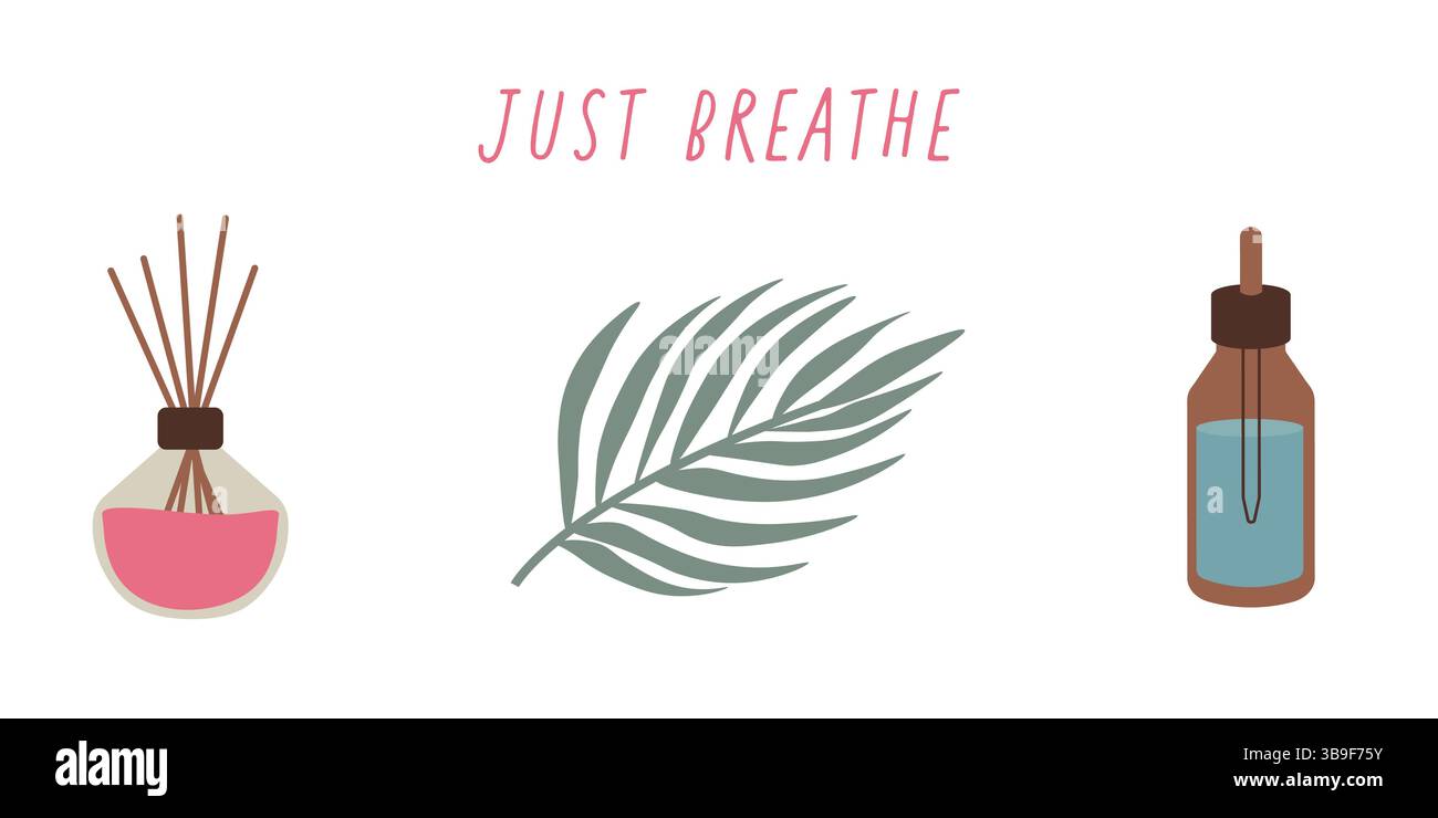 Tempo di meditazione impostato. Collezione di elementi trafilati a mano: Diffusore aromatico, foglia Illustrazione Vettoriale Tempo di meditazione impostato. Collezione di elementi trafilati a mano: Diffusore aromatico, foglia Illustrazione Vettoriale