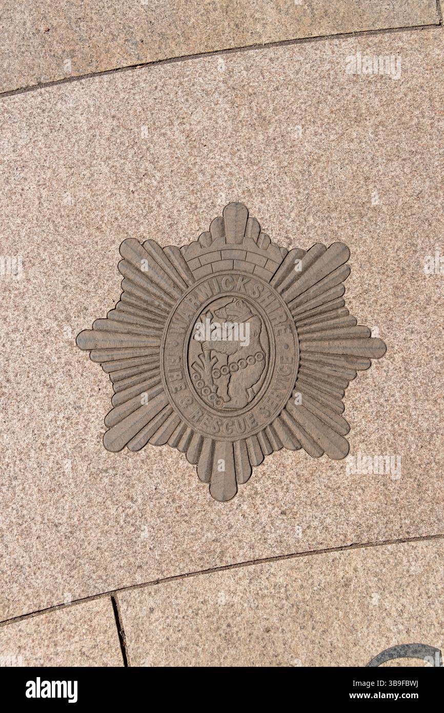 Cartello, Warwickshire Fire Rescue Service, Stratford-upon-Avon, Warwickshire, Inghilterra, Gran Bretagna Foto Stock