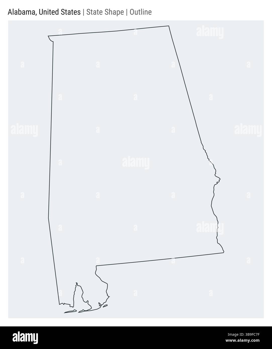 Alabama, Stati Uniti. Semplice mappa vettoriale. Stato forma. Stile contorno. Confine dell'Alabama. Illustrazione vettoriale. Illustrazione Vettoriale