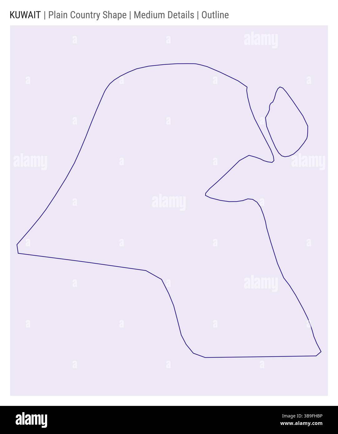 Mappa del paese pianeggiante del Kuwait. Dettagli medi. Stile contorno. Forma del Kuwait. Illustrazione vettoriale. Illustrazione Vettoriale