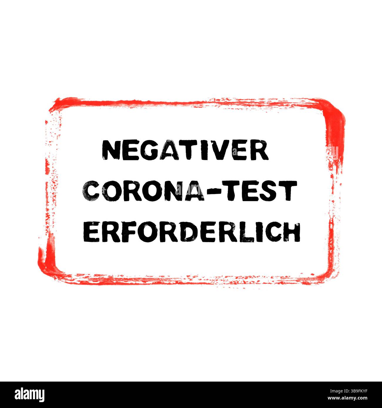 Test corona negativa richiesto - riquadro rosso con testo grunge Foto Stock