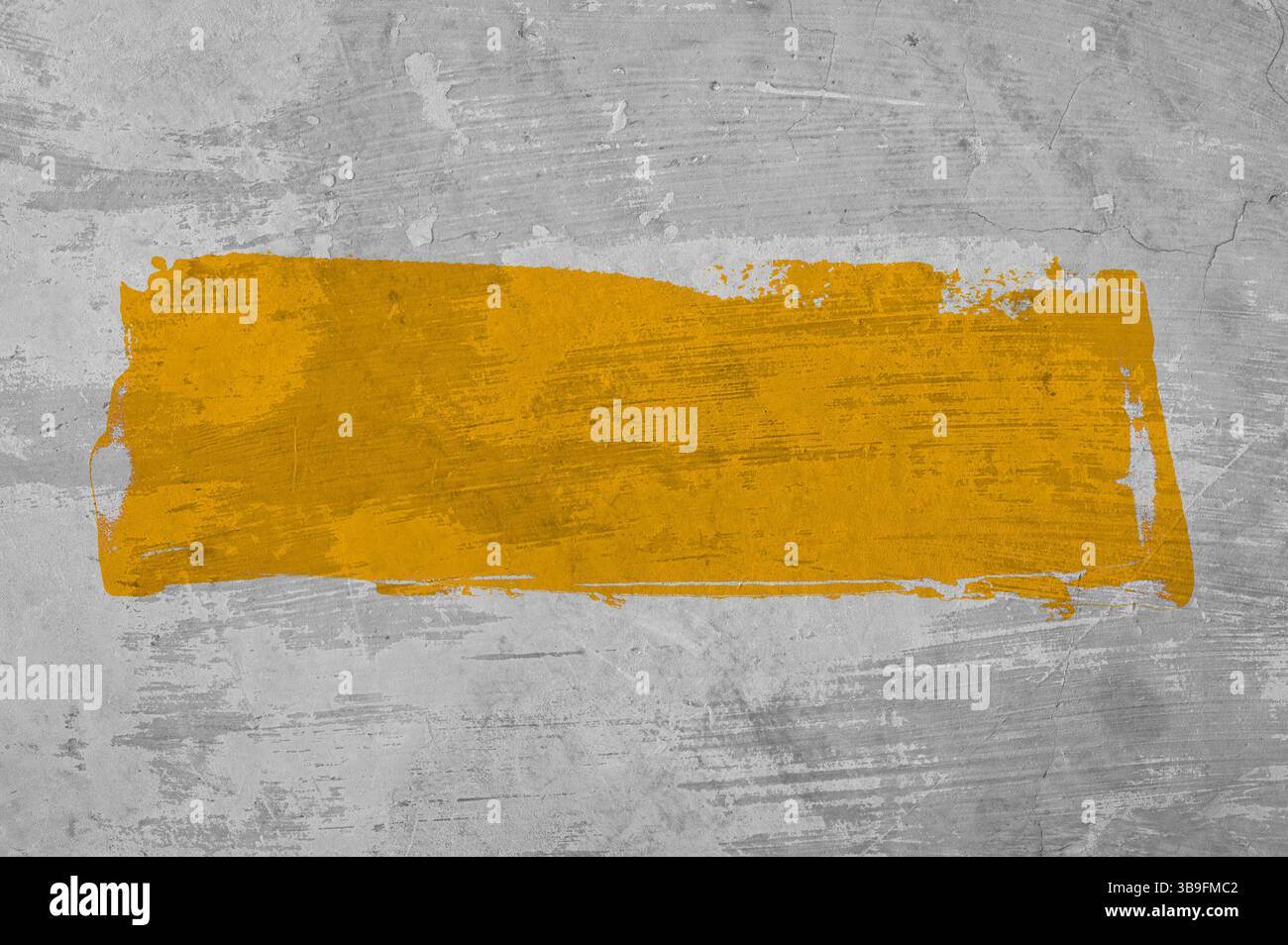 Parete grunge grigia e area graffiti giallo arancione con spazio di testo Foto Stock