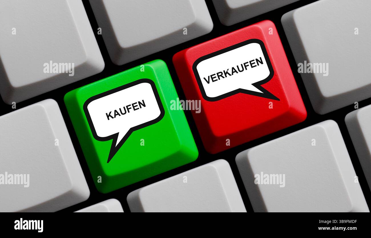 Tastiera rossa con 2 bolle vocali: Acquista e vendi azioni Foto Stock