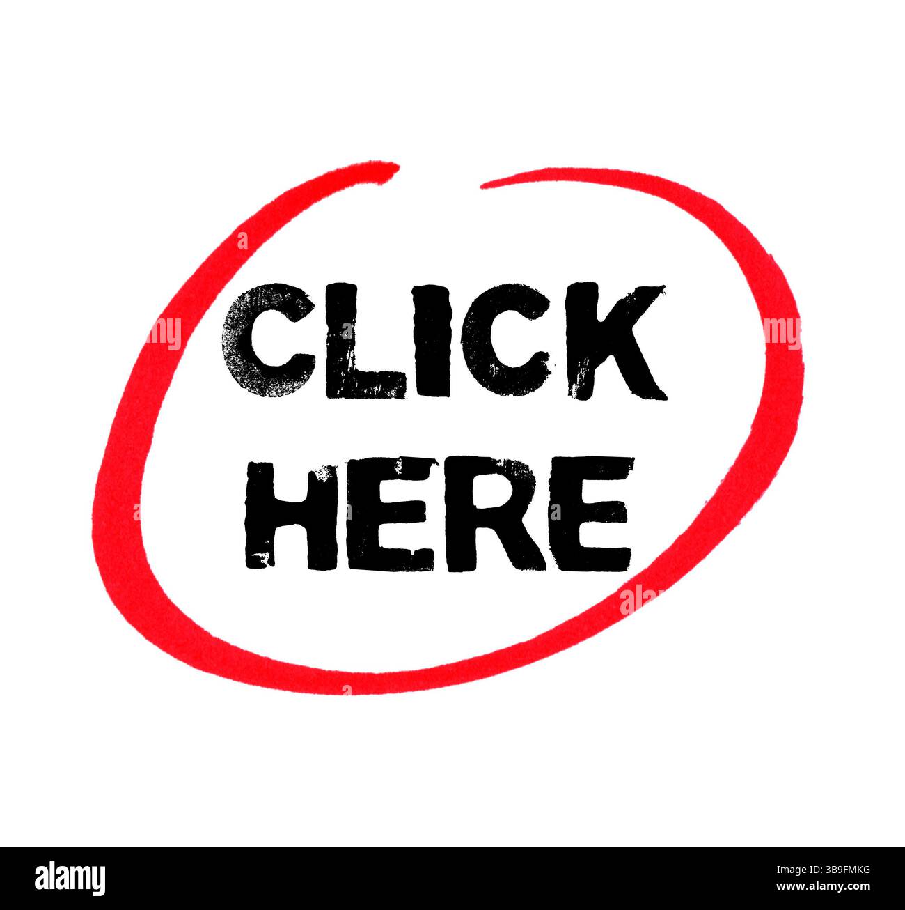 Fare clic qui - fare clic qui con un pennarello rosso Foto Stock