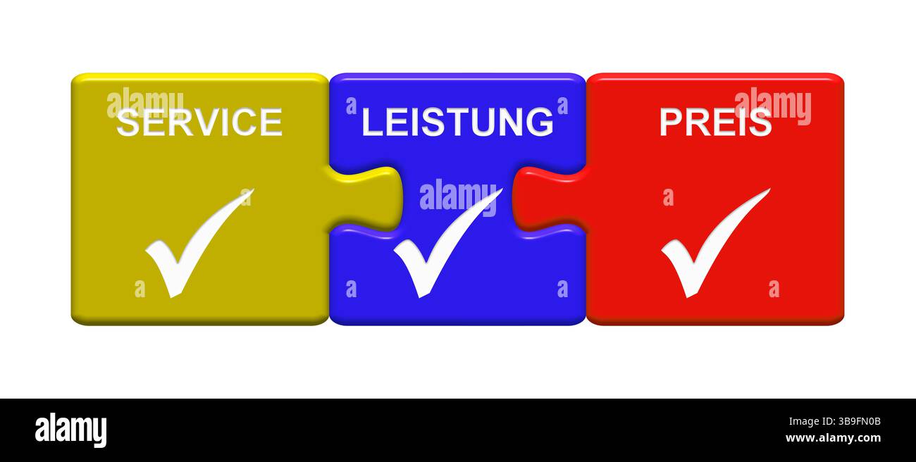 3 pulsanti di comando mostrano il prezzo delle prestazioni di servizio Foto Stock