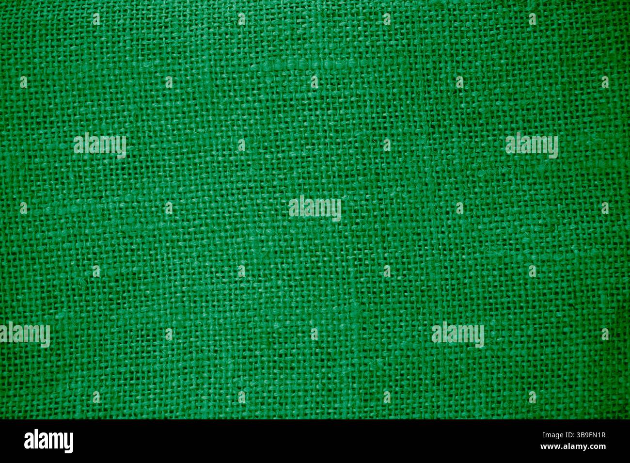 Tessuto di lino o sacchetto di caffè con vernice verde Foto Stock