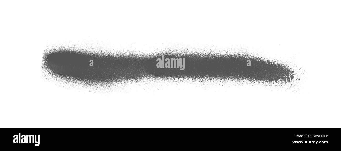 Striscione spruzzato con colore grigio nero come marcatore o linea di sfondo Foto Stock