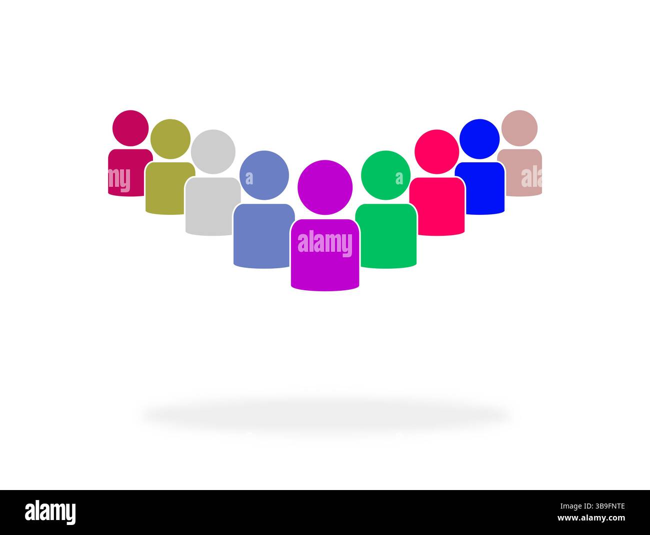 Molte persone colorate sono simbolo di gruppo, team o membri Foto Stock