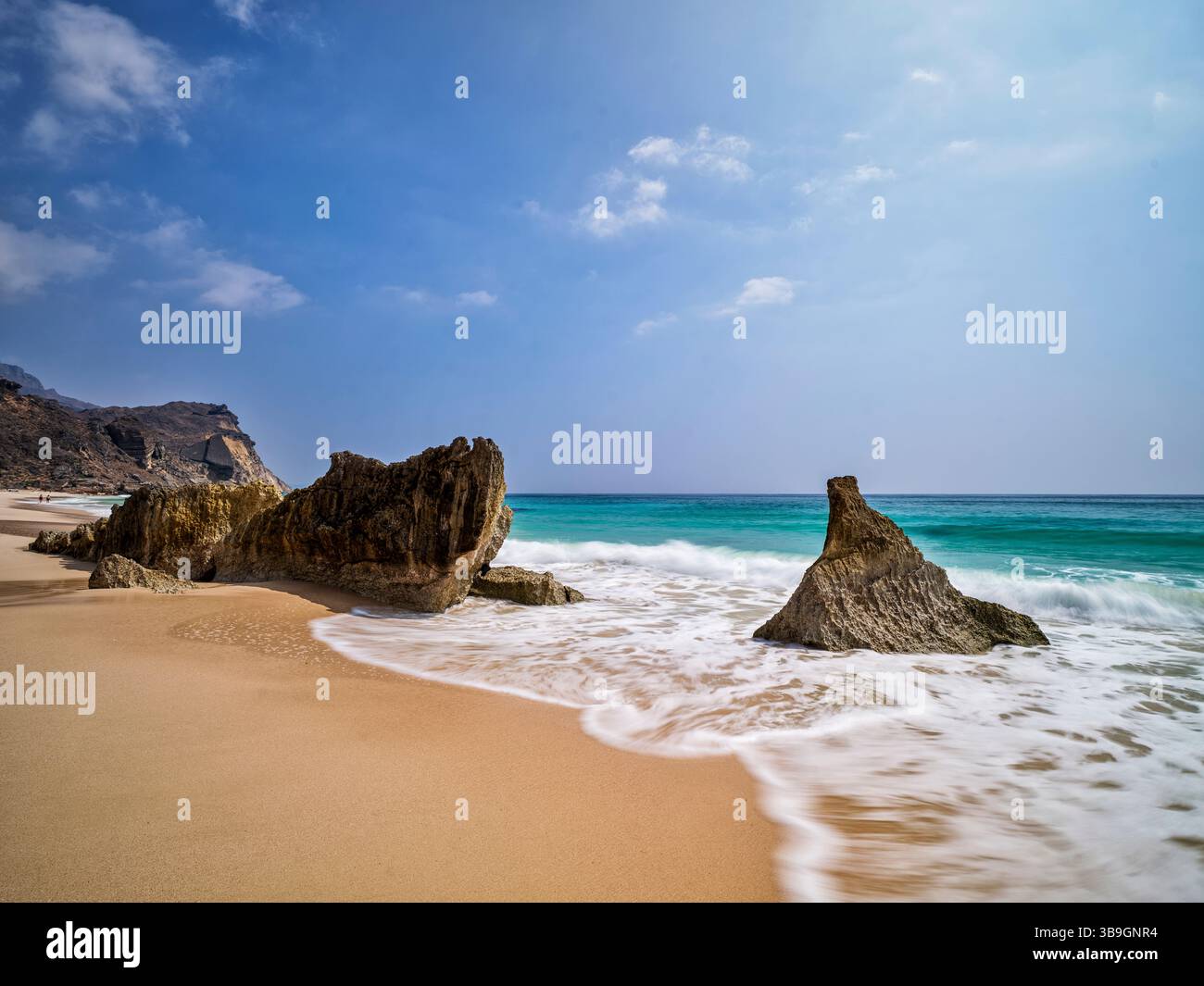 Dalle montagne Dhofar fino a Fazayat Beach, Oman Foto Stock