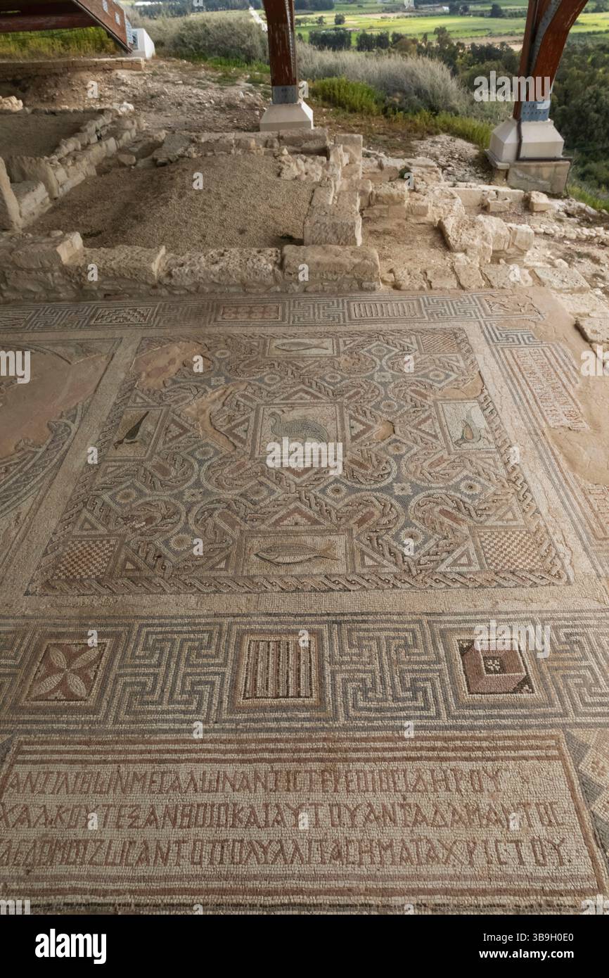 Cipro, Episkopi, Kourion, il sito archeologico di Kourion, la casa di Eustolio, mosaici di pavimento Foto Stock